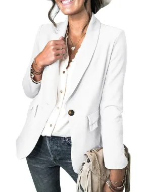 Basic Long Sleeve Open Front Blazer for Women
