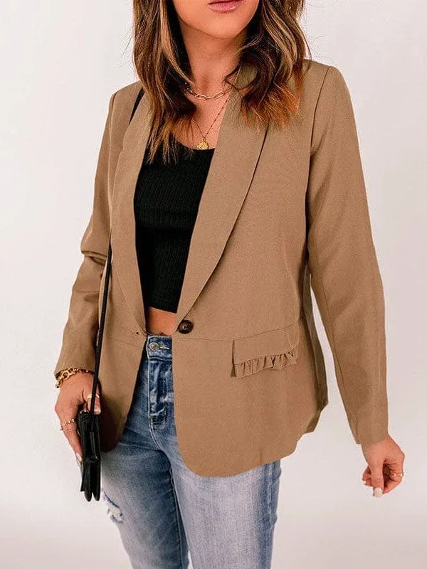 Basic Long Sleeve Open Front Blazer for Women