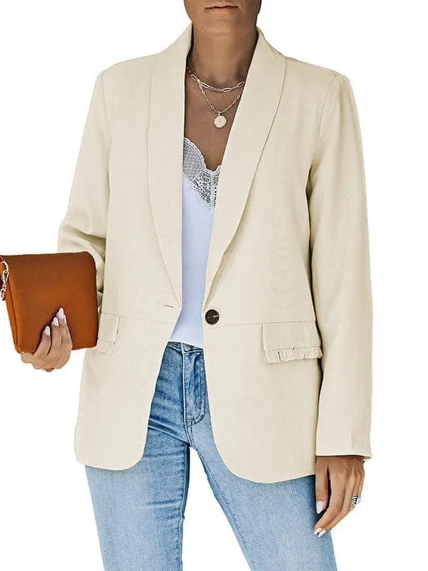 Basic Long Sleeve Open Front Blazer for Women