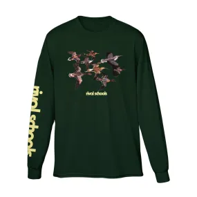 Birds Forest Green Long Sleeve