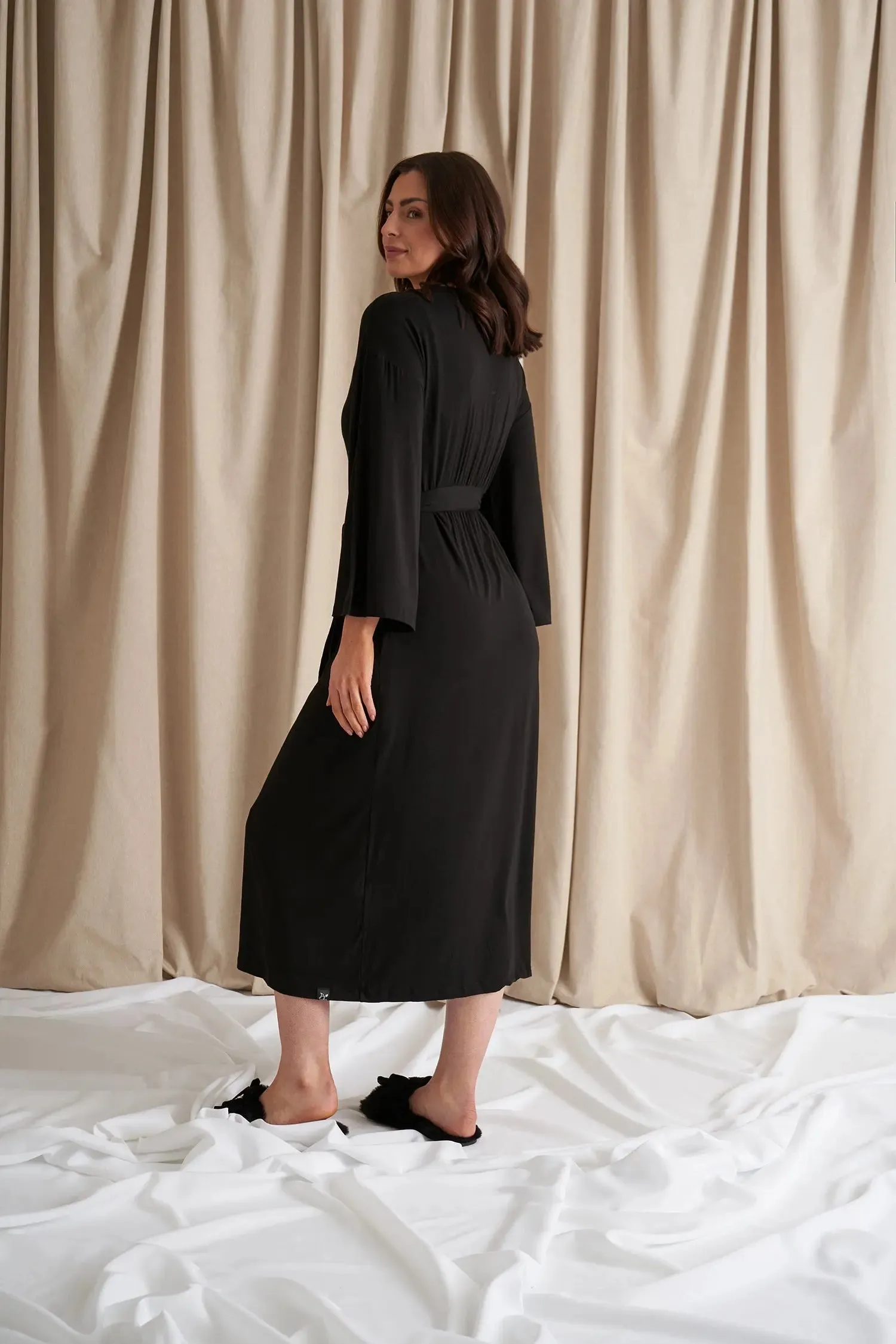 Black Bamboo Frill Kimono