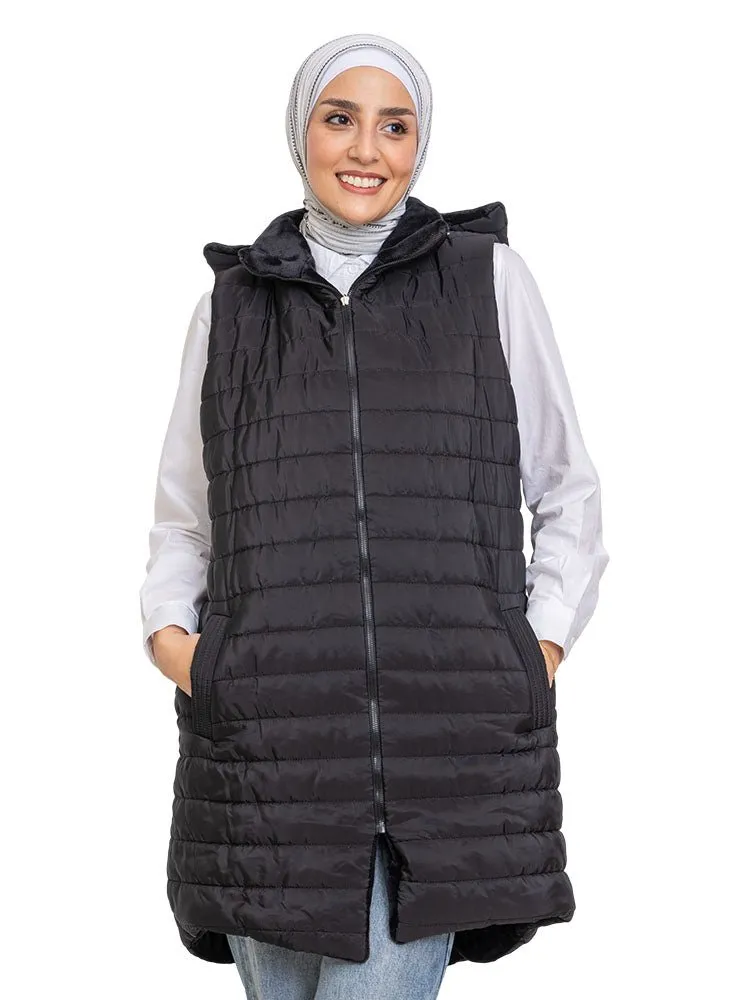 Black L-Cut Double Face Jacket