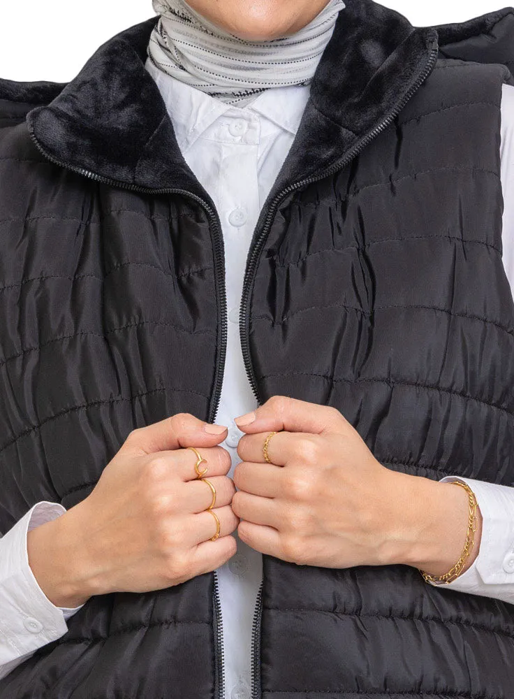 Black L-Cut Double Face Jacket