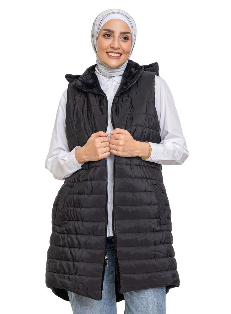 Black L-Cut Double Face Jacket