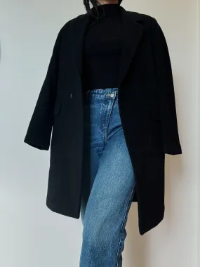 Black Midi Coat (90% Wool)