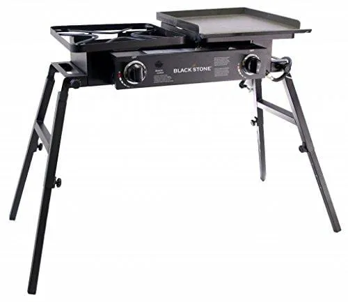 Blackstone Grills Tailgater - Portable Gas Grill and Griddle Combo - Barbecue Box - Two Open Burners â€œ Griddle Top - Adjustable Legs - Camping Stove Great for Hunting, Fishing, Tailgating and More