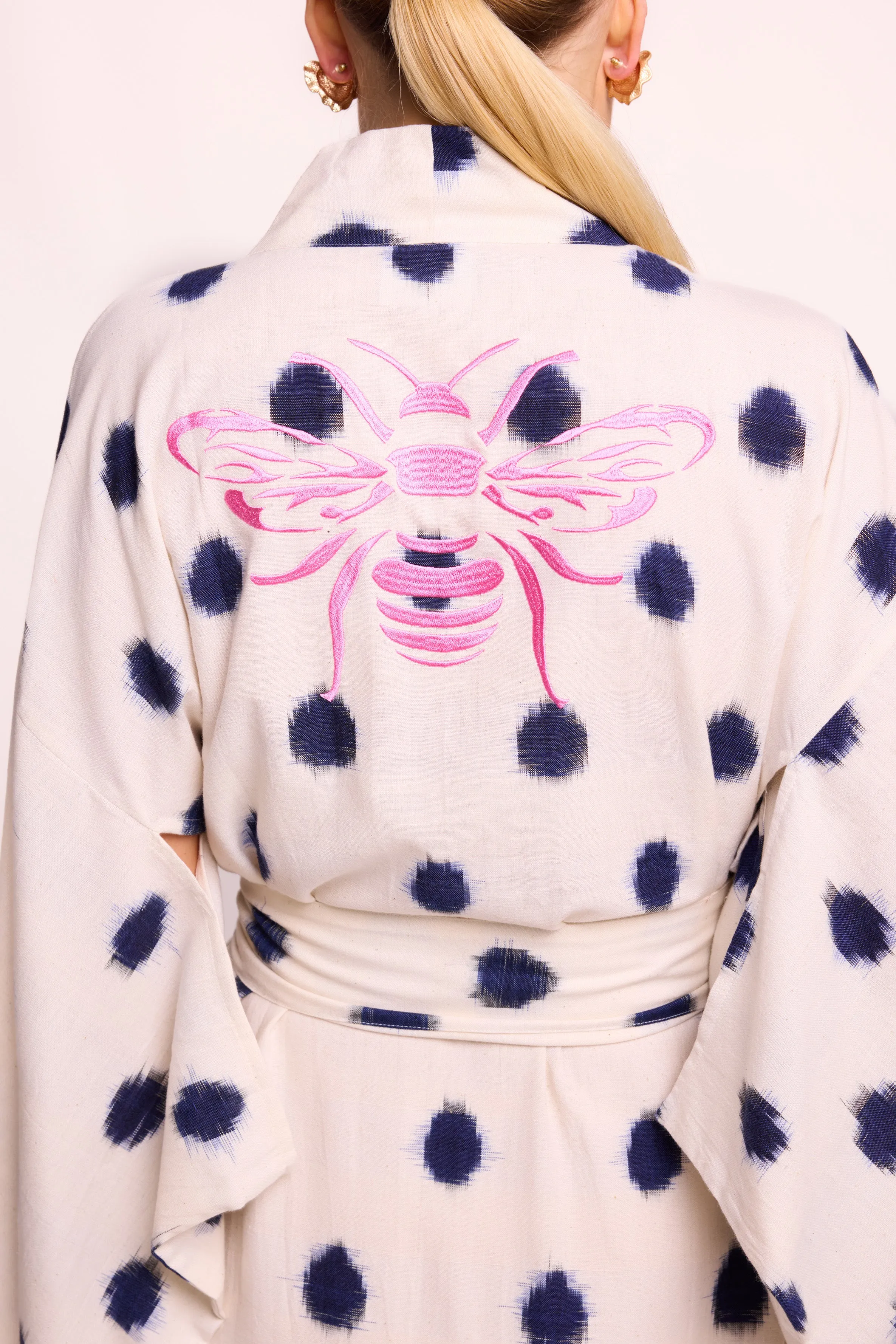 Blue Dots Bee Kimono