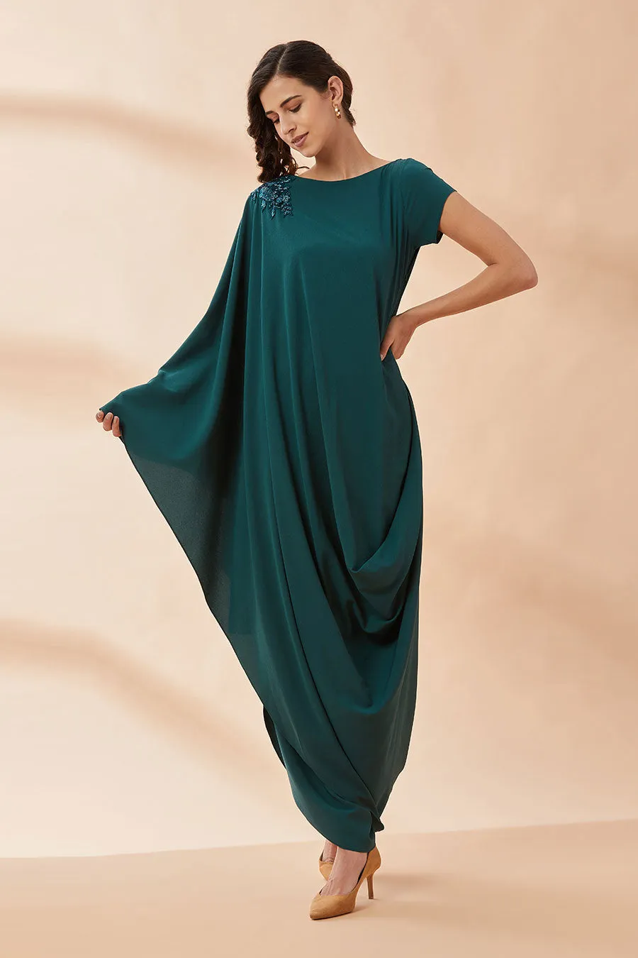 Bottle Green Crystal Toga Co-Ord Set