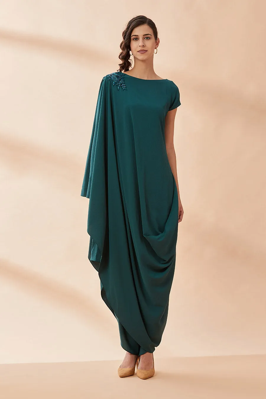 Bottle Green Crystal Toga Co-Ord Set