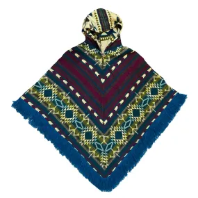 Bright Sky OOAK Fringe Button Front Poncho
