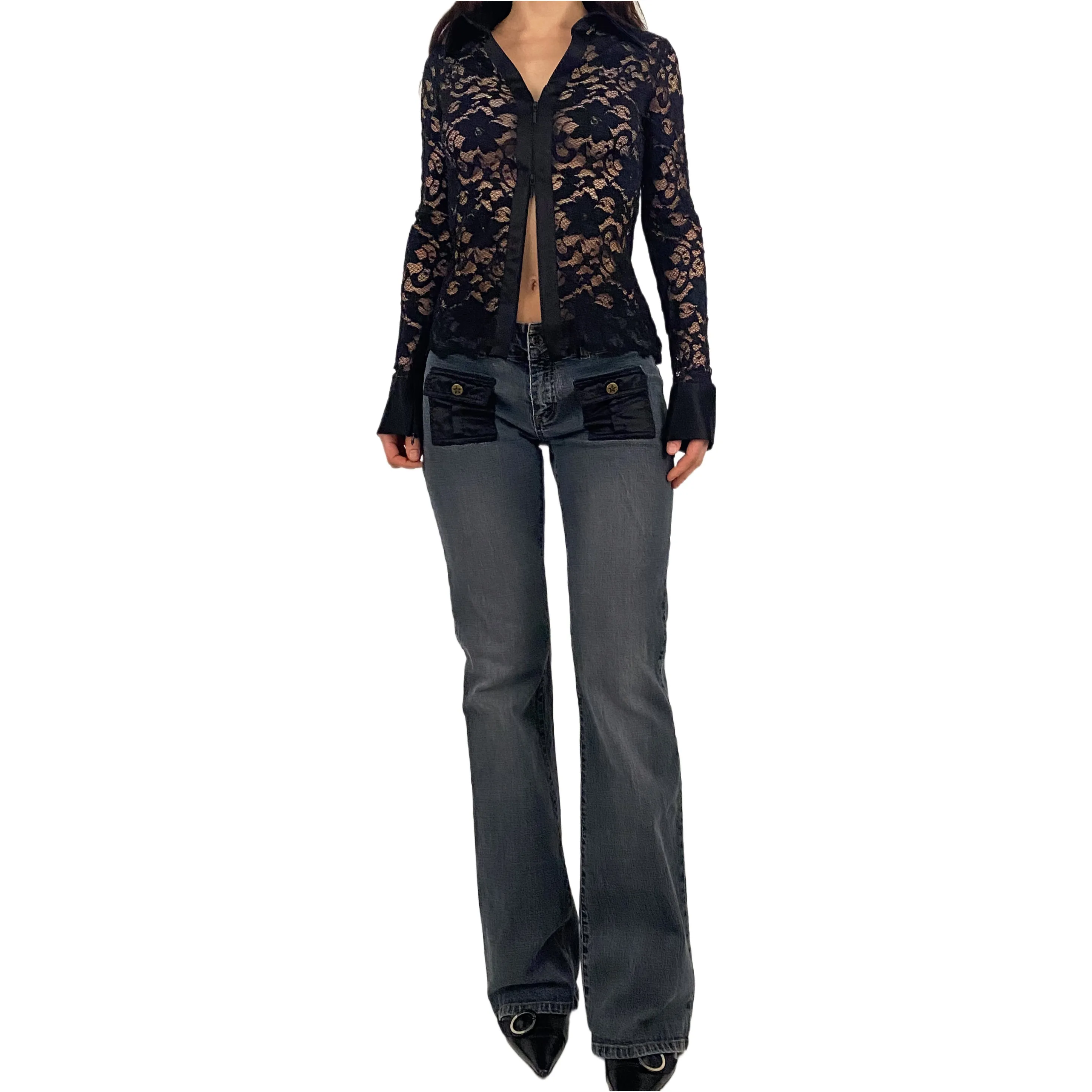 Bubblegum Satin Pocket Jeans (XS)