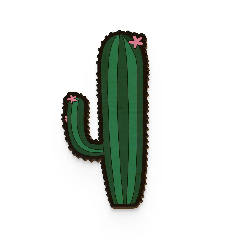 Cactus Plant Hand Painted Wooden Pin