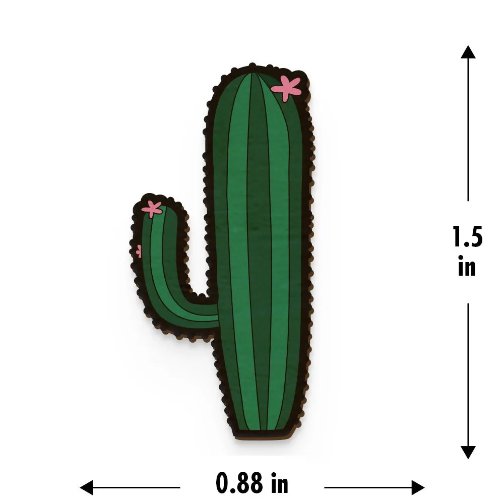 Cactus Plant Hand Painted Wooden Pin