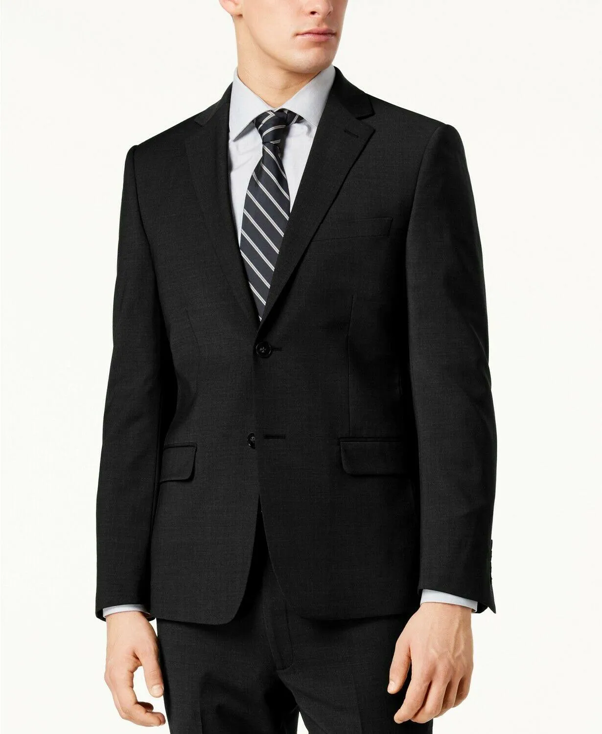 Calvin Klein Mens Slim fit Sport Coat Blazer 38 R Black Solid Stretch