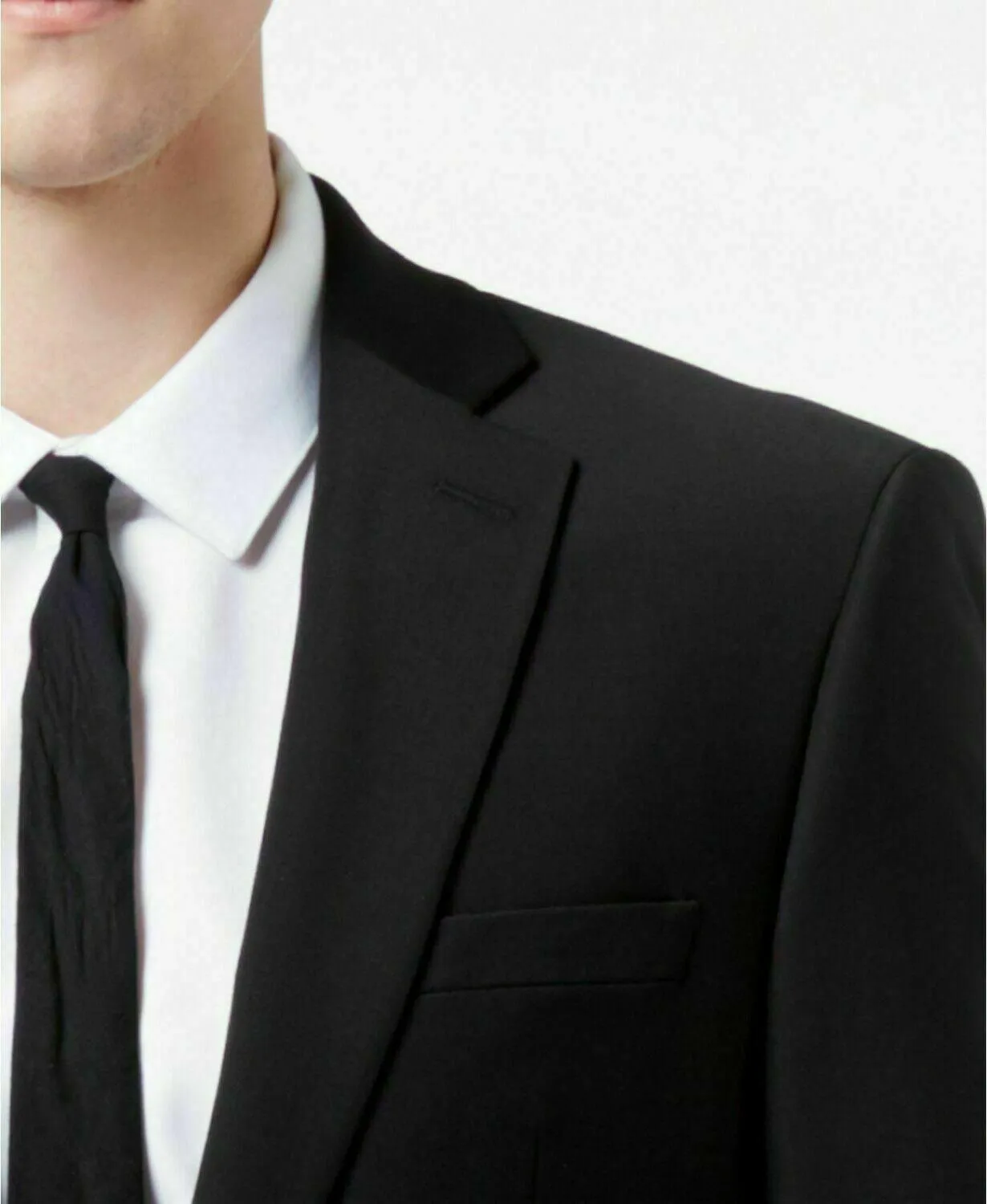 Calvin Klein Mens Slim fit Sport Coat Blazer 38 R Black Solid Stretch