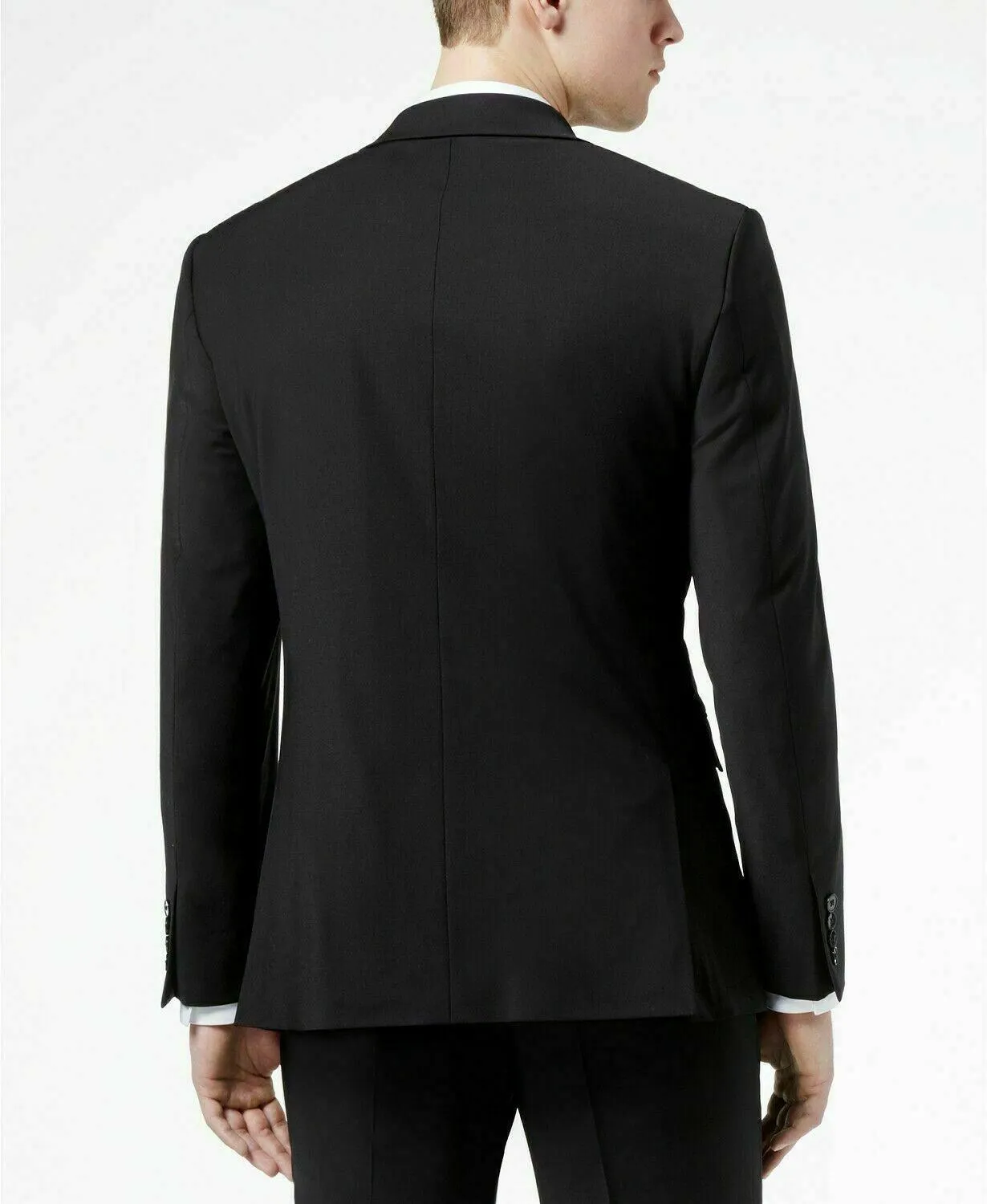 Calvin Klein Mens Slim fit Sport Coat Blazer 38 R Black Solid Stretch