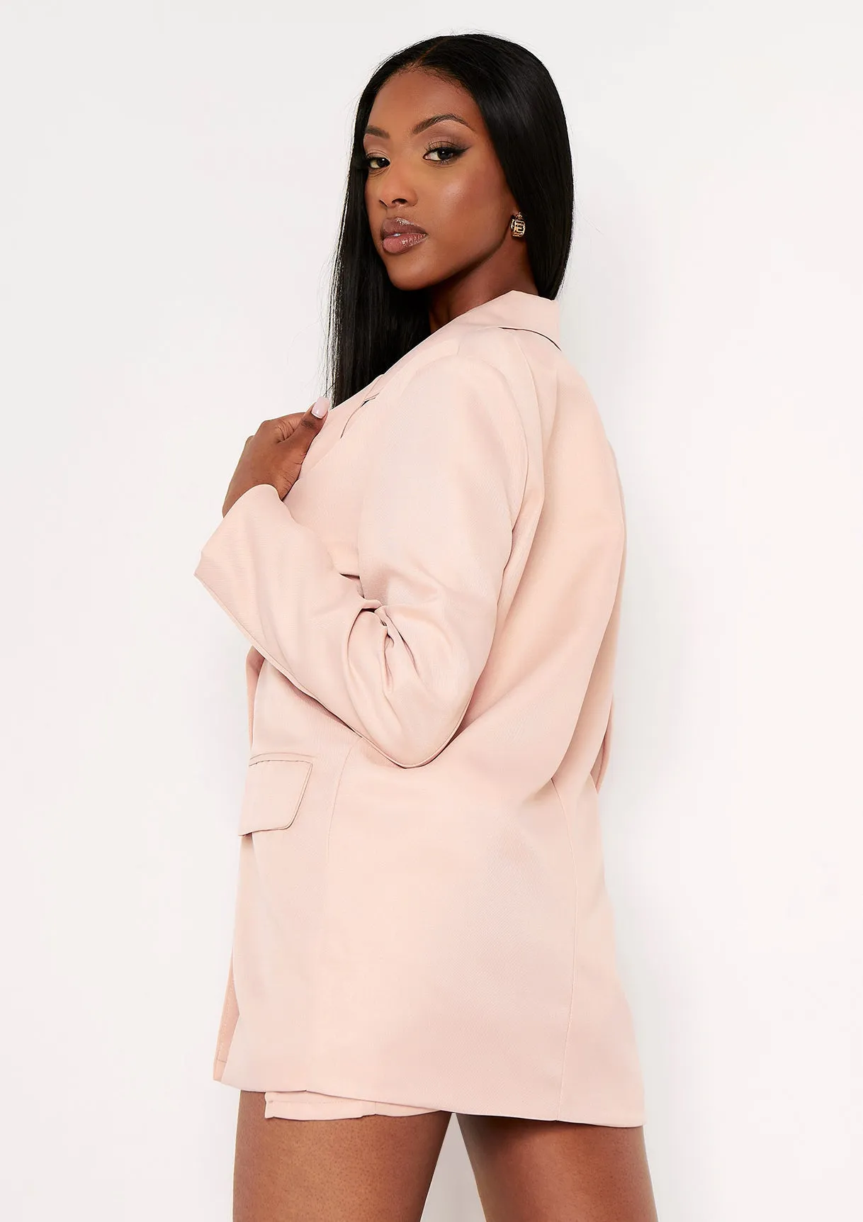 Casey Nude Double Breasted Oversized Blazer
