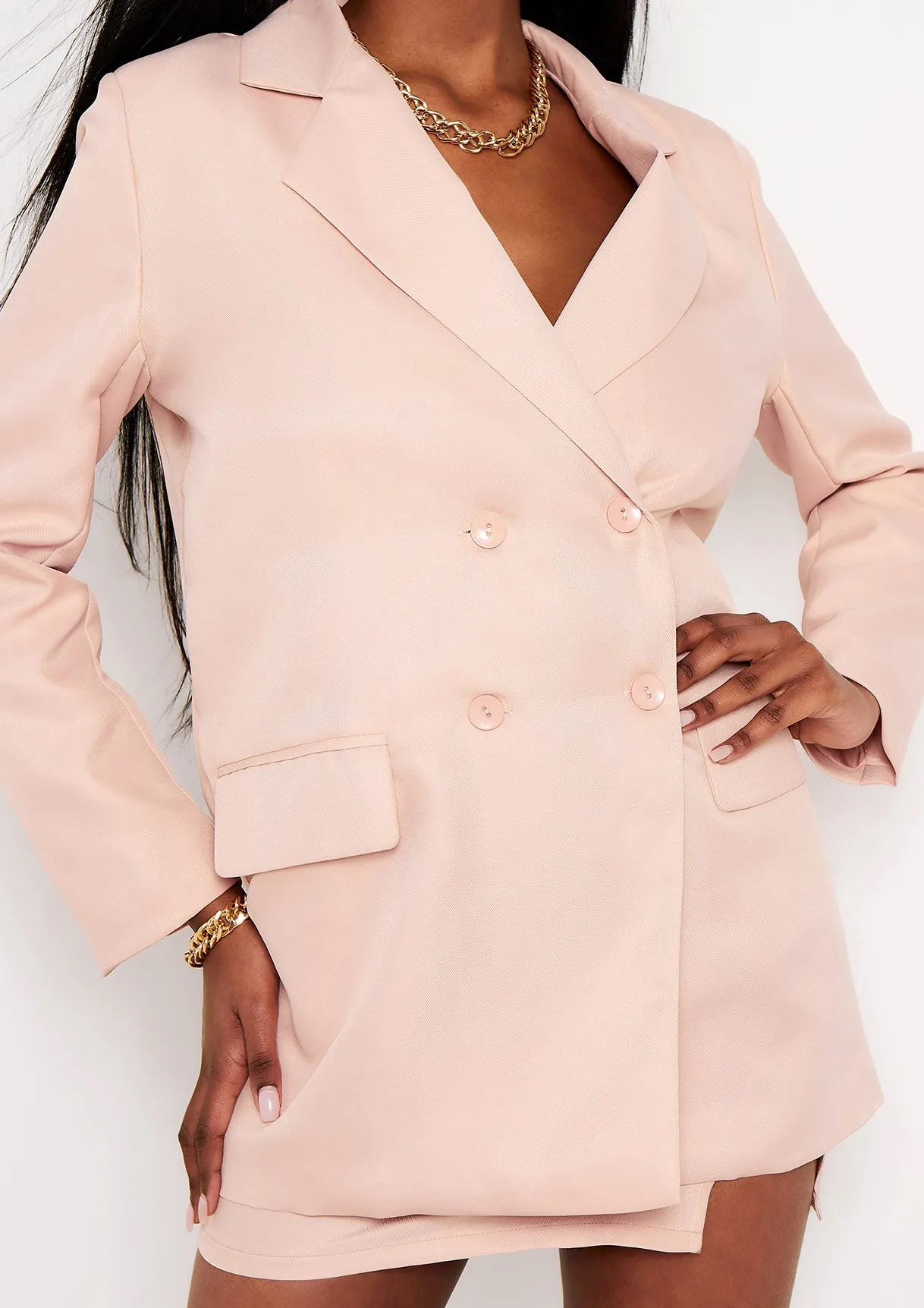 Casey Nude Double Breasted Oversized Blazer