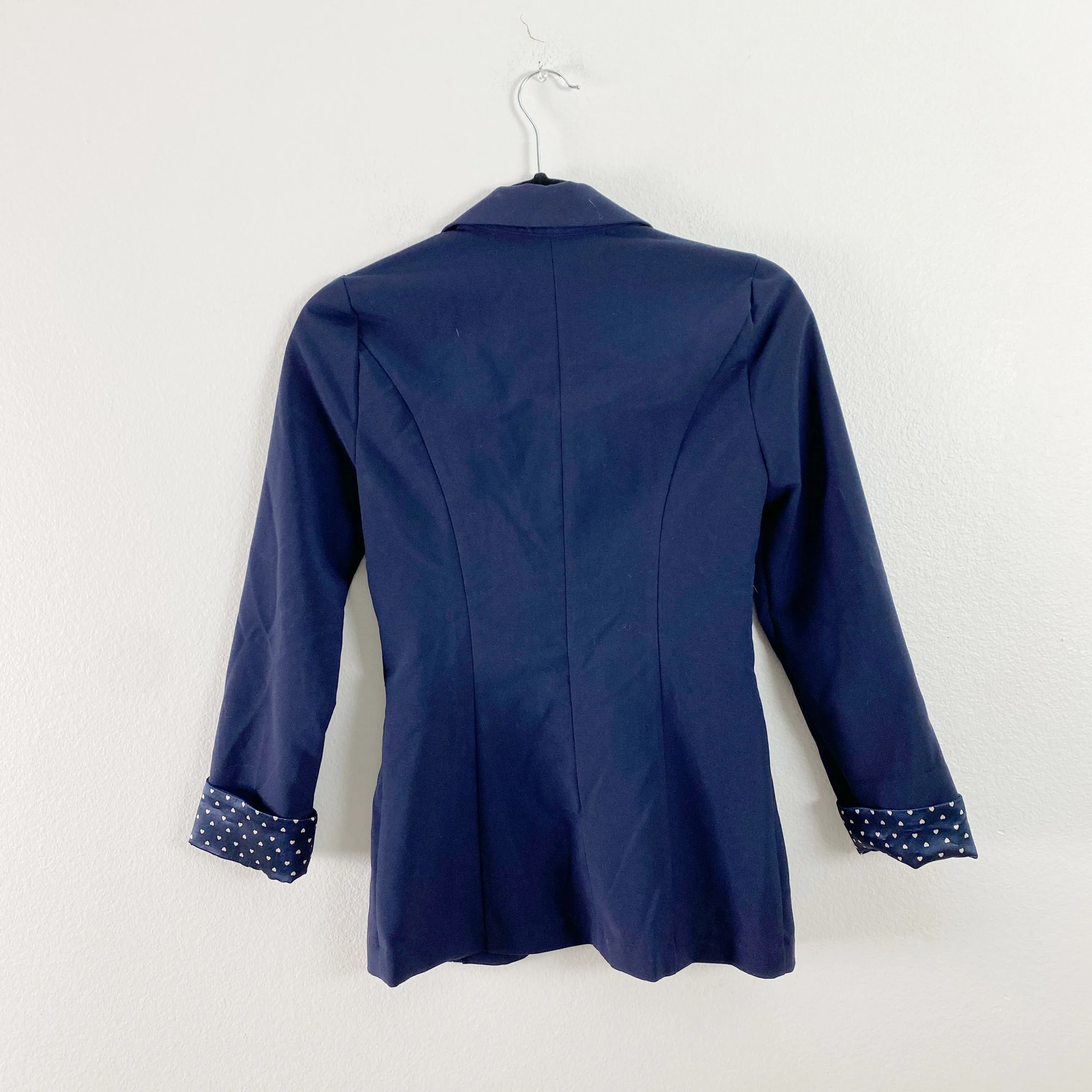 Charlotte Russe Navy Hearts silk Blazer XS