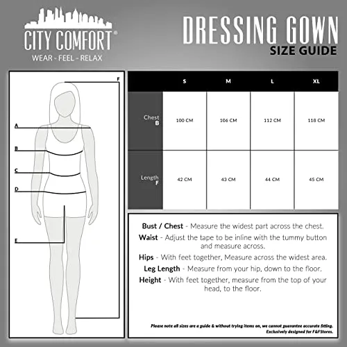 CityComfort Kimono Dressing Gowns, Women's Satin Robe, Ladies Dressing Gowns