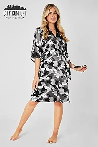 CityComfort Kimono Dressing Gowns, Women's Satin Robe, Ladies Dressing Gowns