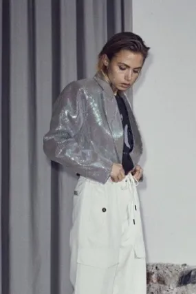Co´couture - Alicecc Sequin Crop Blazer - 36 Silver Green