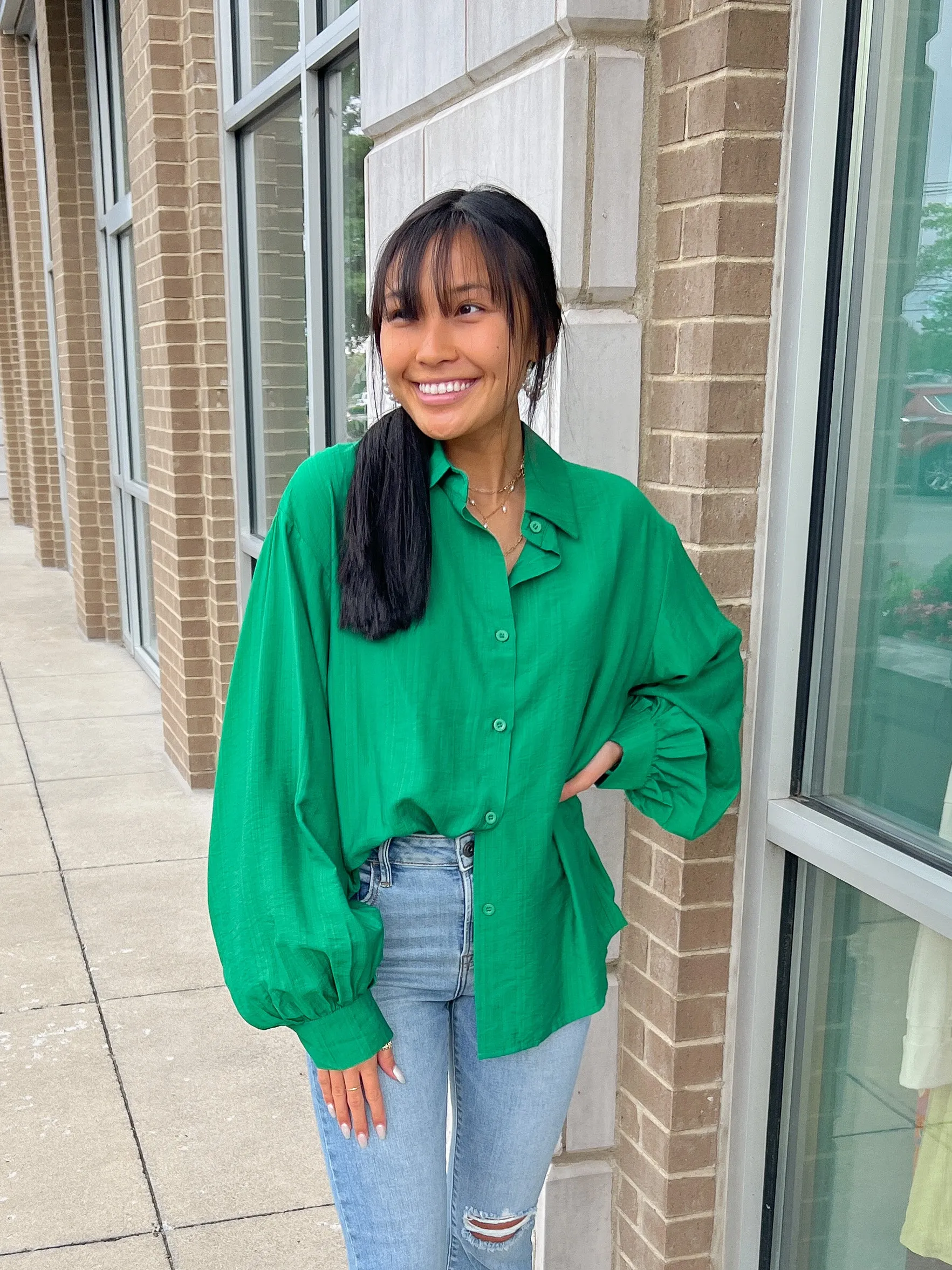 Collared Button Down Tunic Top