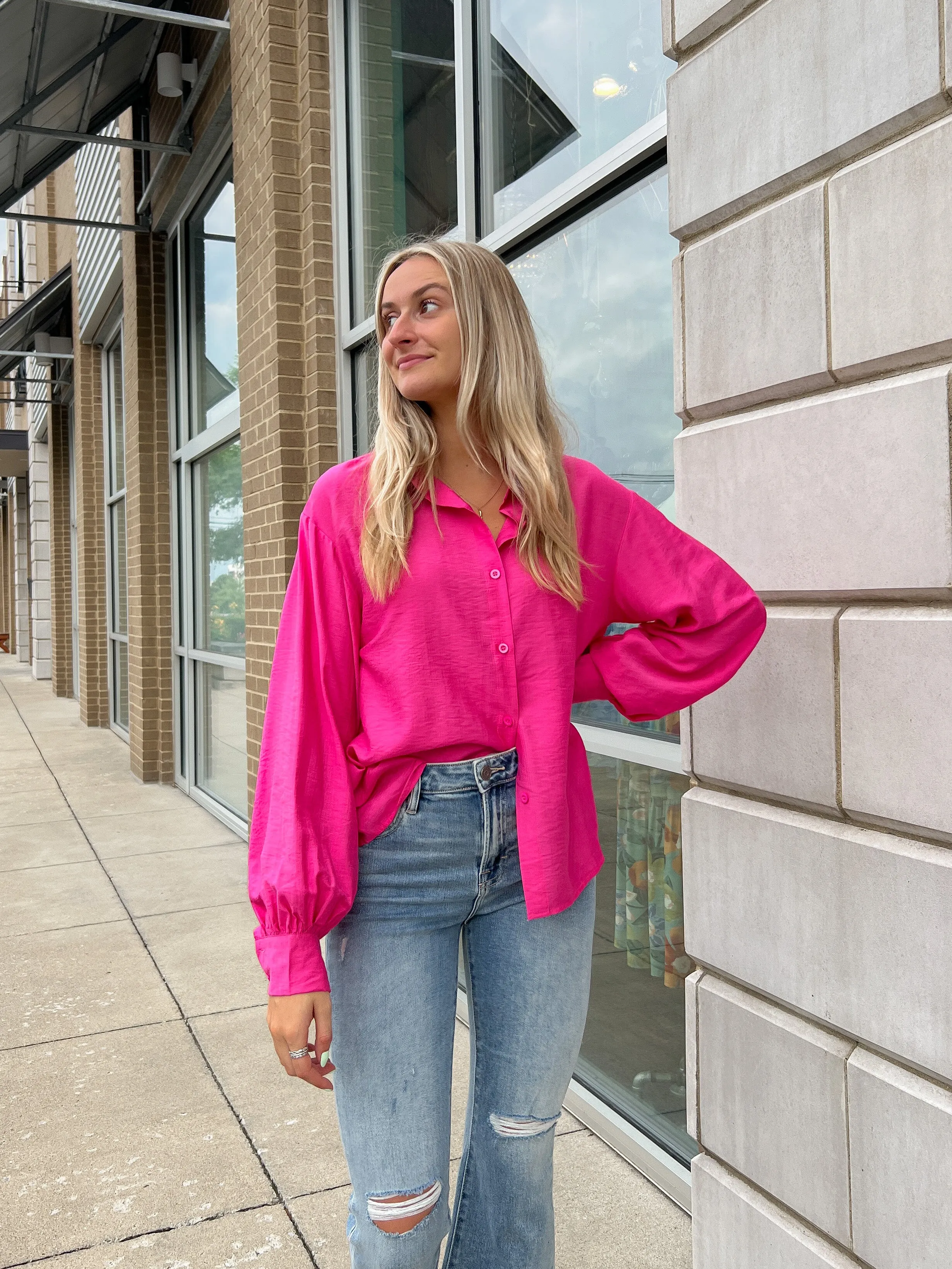 Collared Button Down Tunic Top