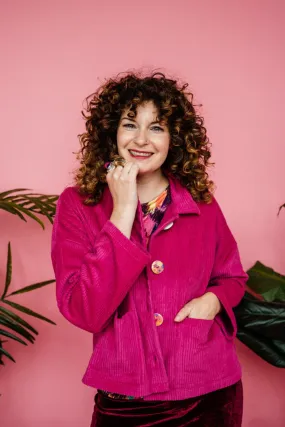 Corduroy Cropped Chore Jacket in Pink   1 Colour