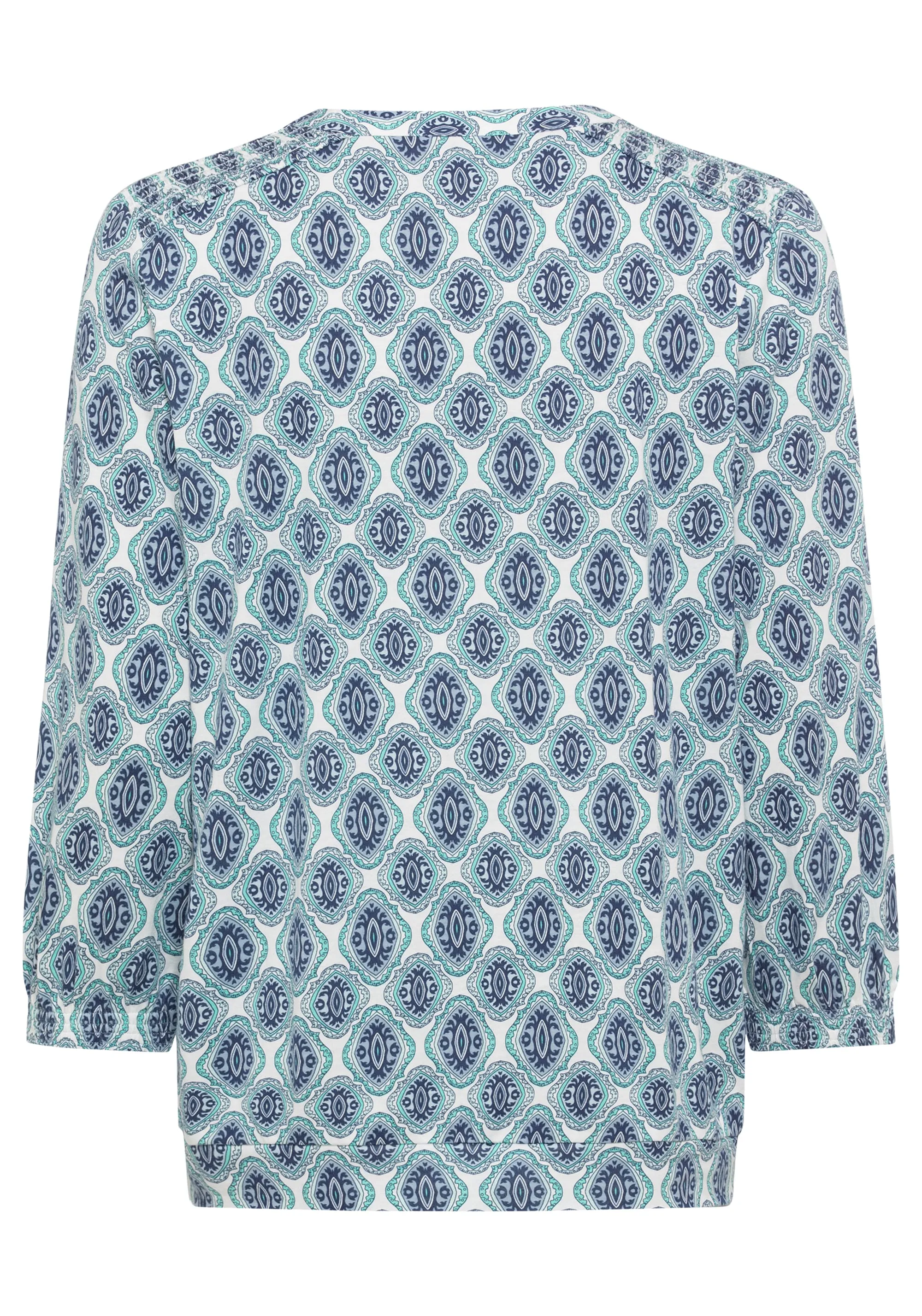Cotton Blend 3/4 Sleeve Ornamental Print Tunic T-Shirt containing TENCEL™ Modal