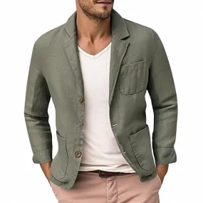 Cotton Linen Blazer Navy