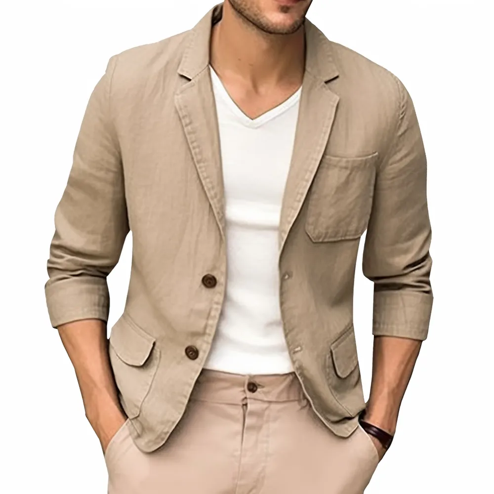 Cotton Linen Blazer Navy