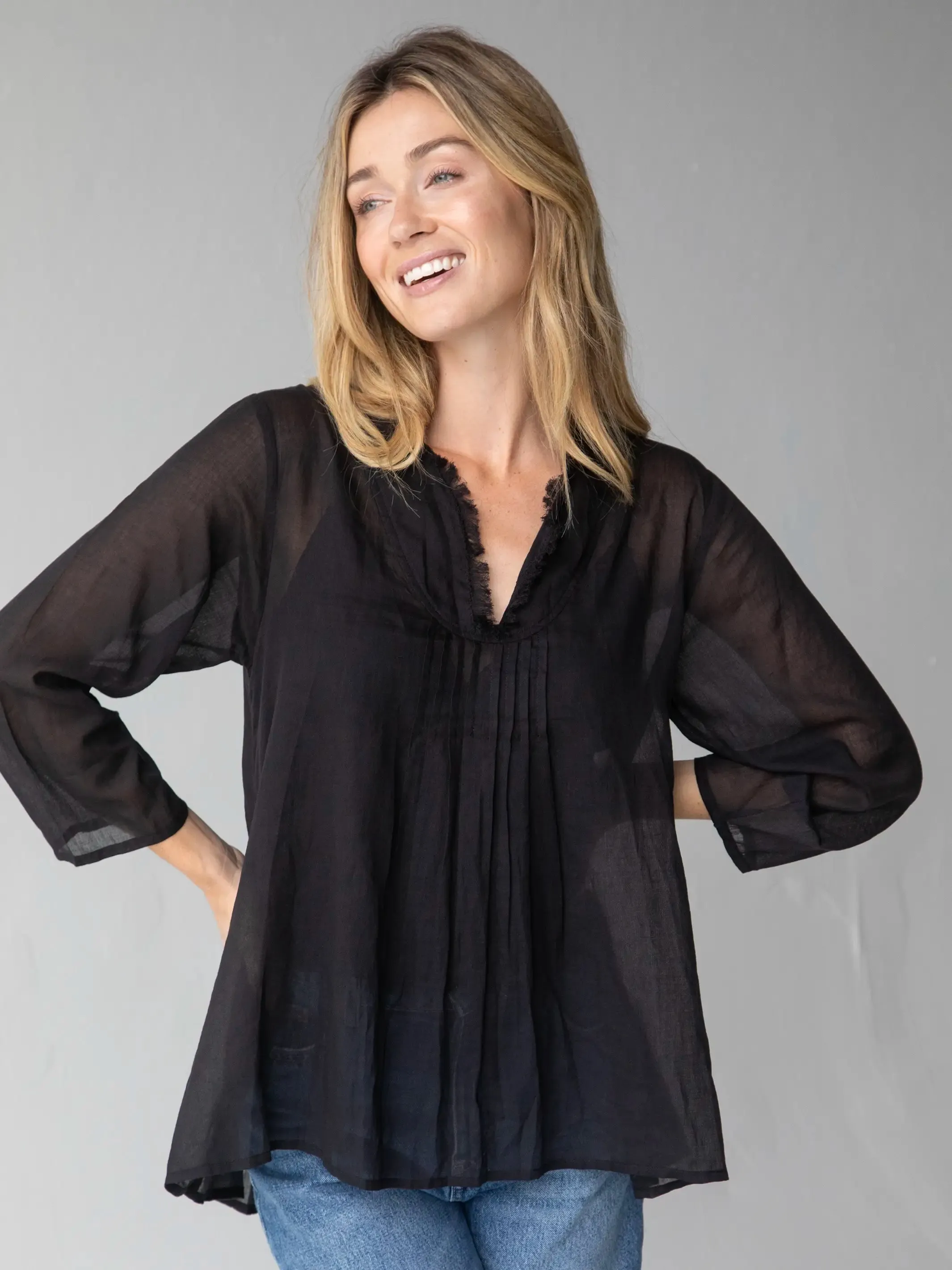 Cotton Tunic-In-A-Bag - Black