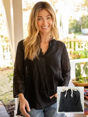 Cotton Tunic-In-A-Bag - Black