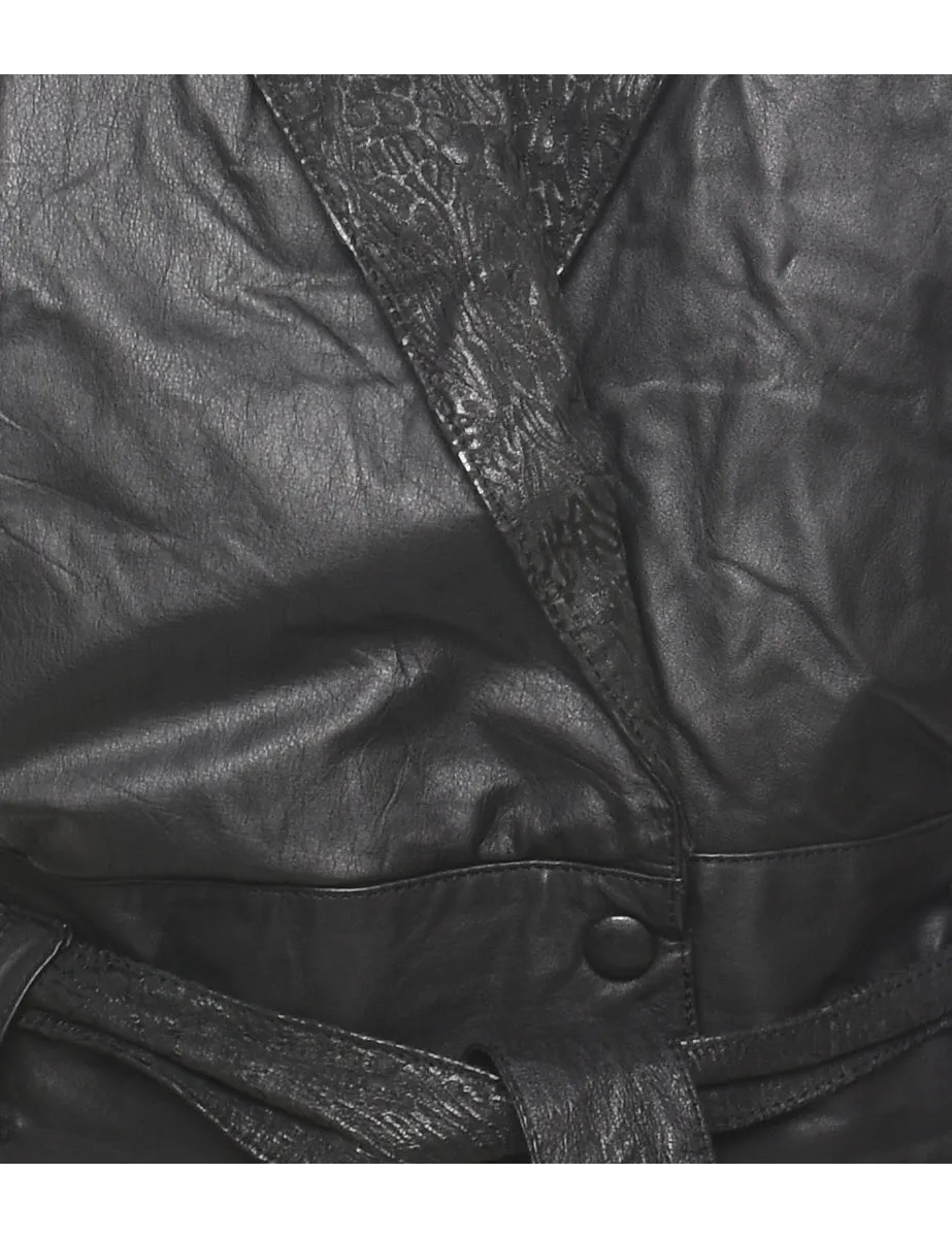 Cropped Black Classic Leather Jacket - S