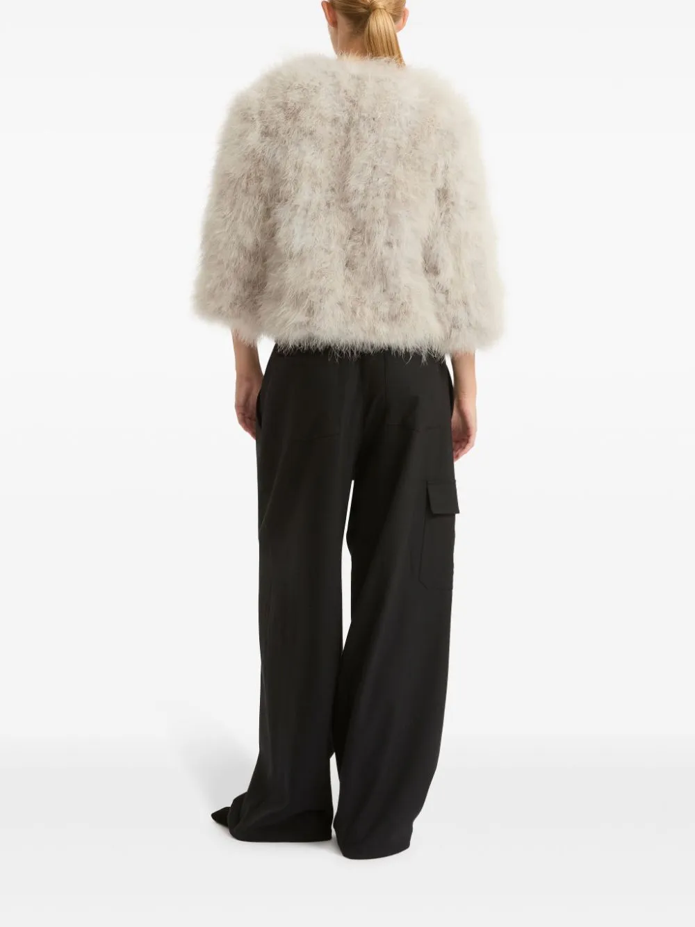cropped feather jacket
