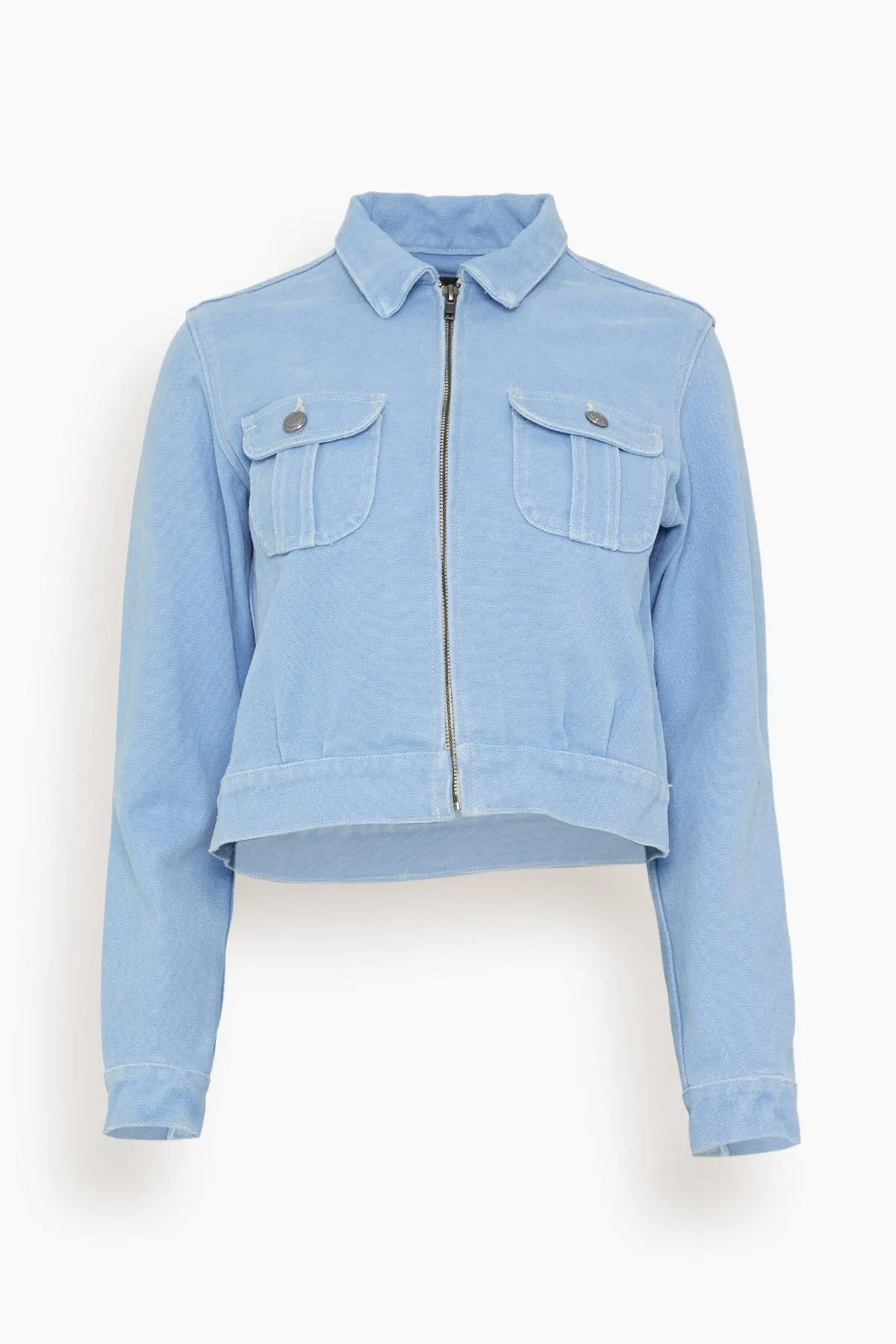 Cropped Rider Jacket in Sky Blue Duck Canvas (TS)