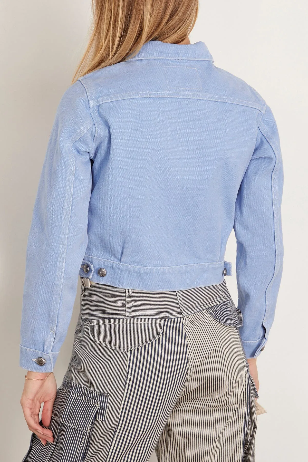 Cropped Rider Jacket in Sky Blue Duck Canvas (TS)