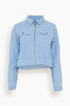 Cropped Rider Jacket in Sky Blue Duck Canvas (TS)