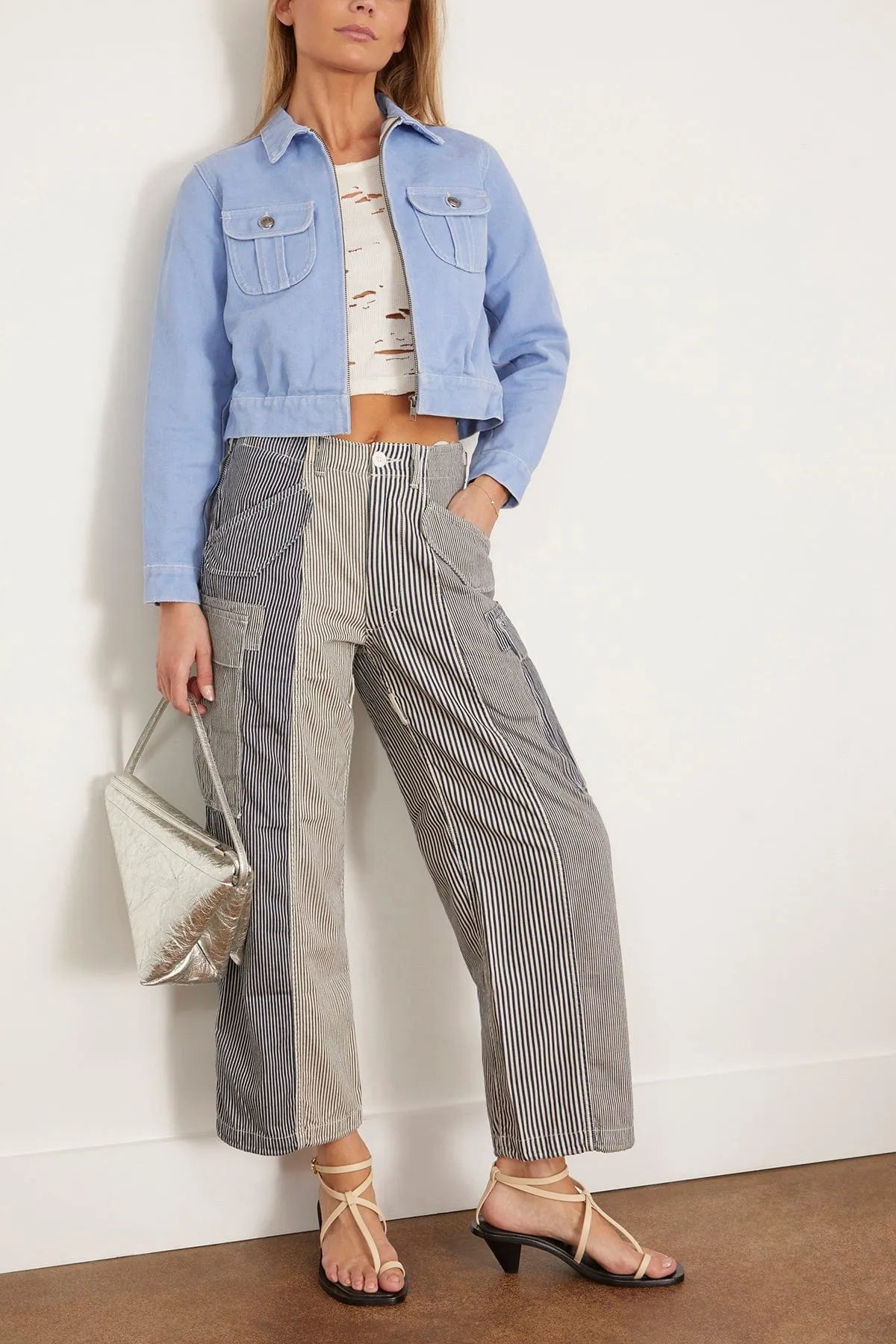 Cropped Rider Jacket in Sky Blue Duck Canvas (TS)