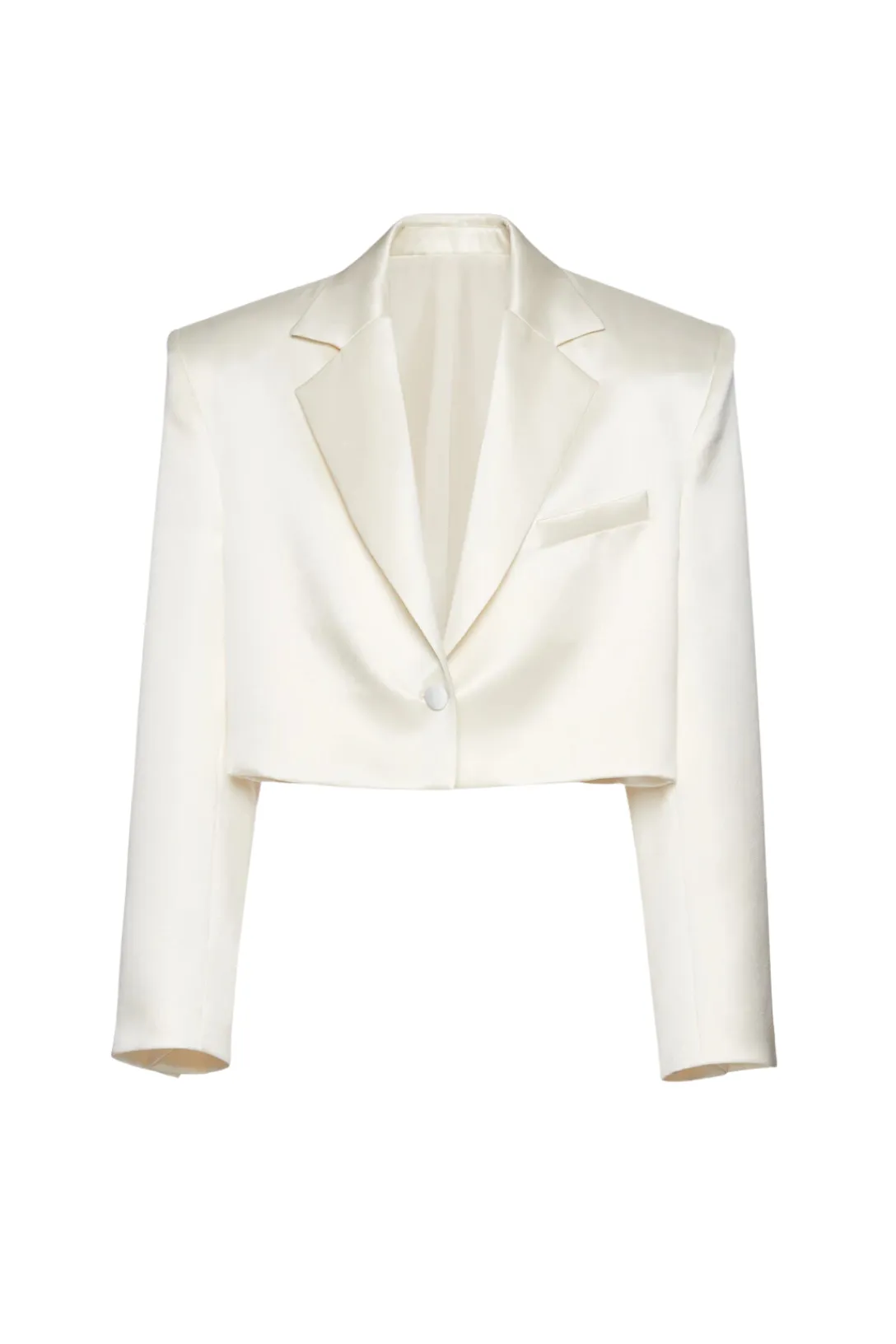 Cropped Silk Blend Blazer | Cream