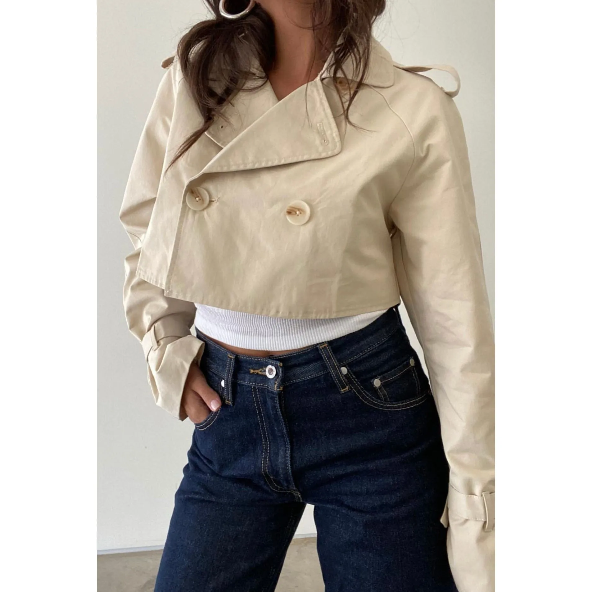 Cropped trench coat
