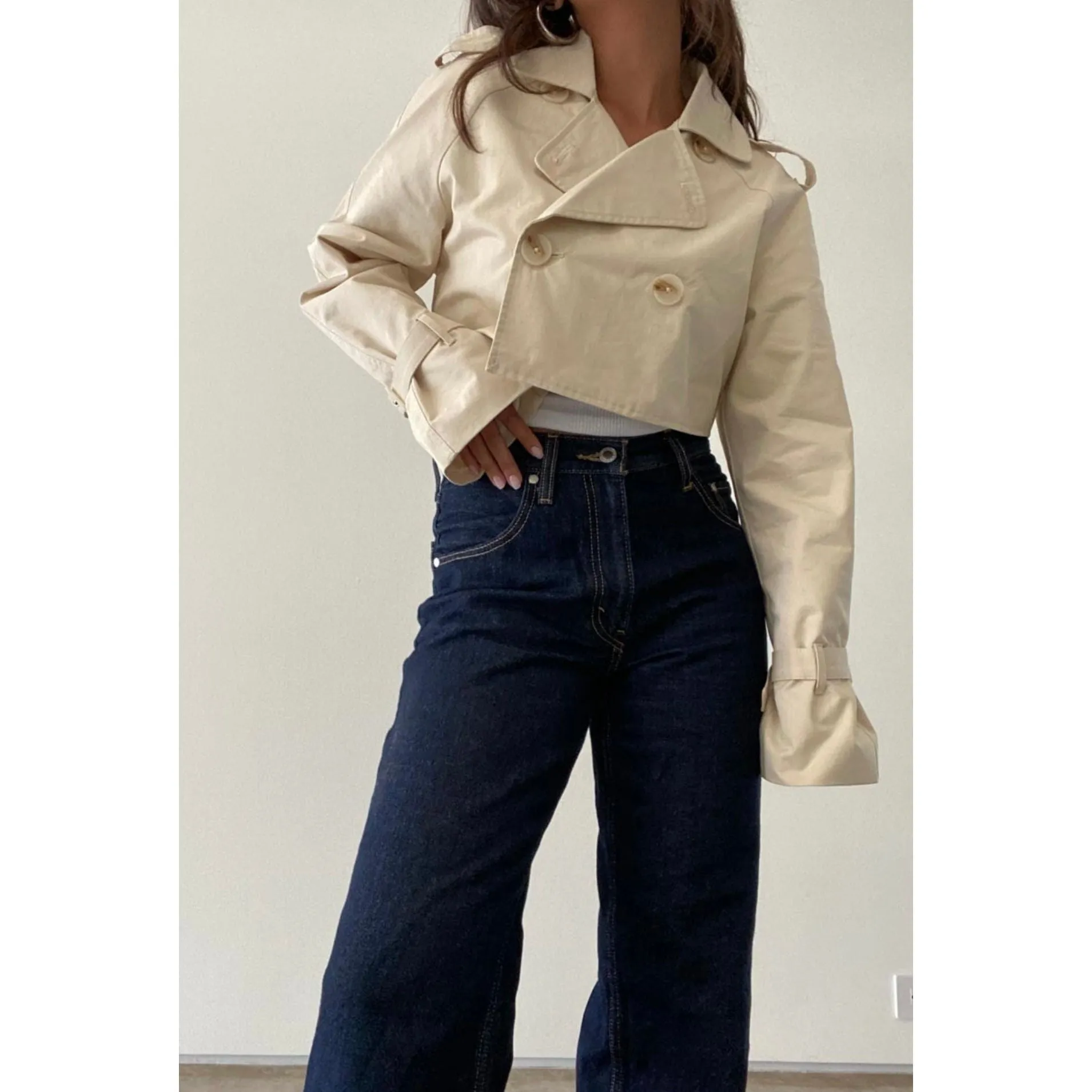 Cropped trench coat