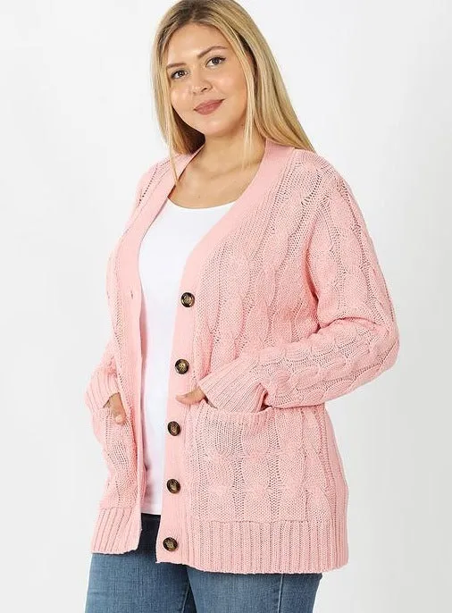 Dusty Pink Cozy Candy Cottage Cardigan