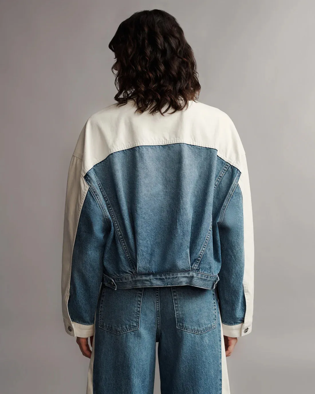 Dylan Jacket in White/Vintage Denim