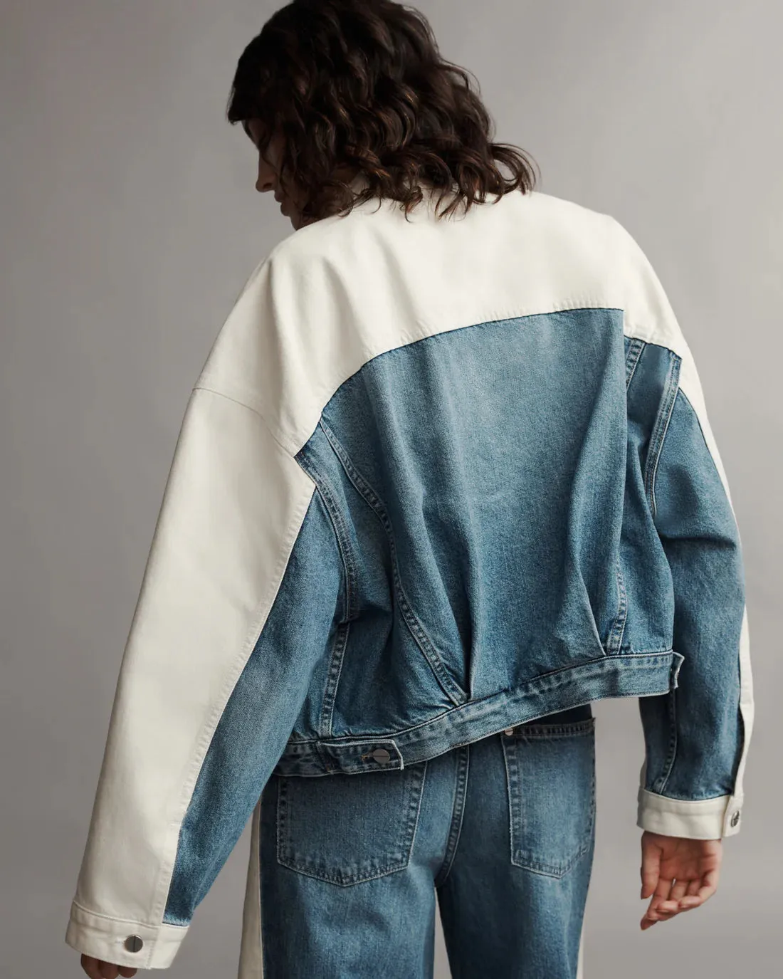 Dylan Jacket in White/Vintage Denim