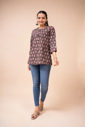 Ekisha's women multicolor floral designer printed cotton tunic top short kurti