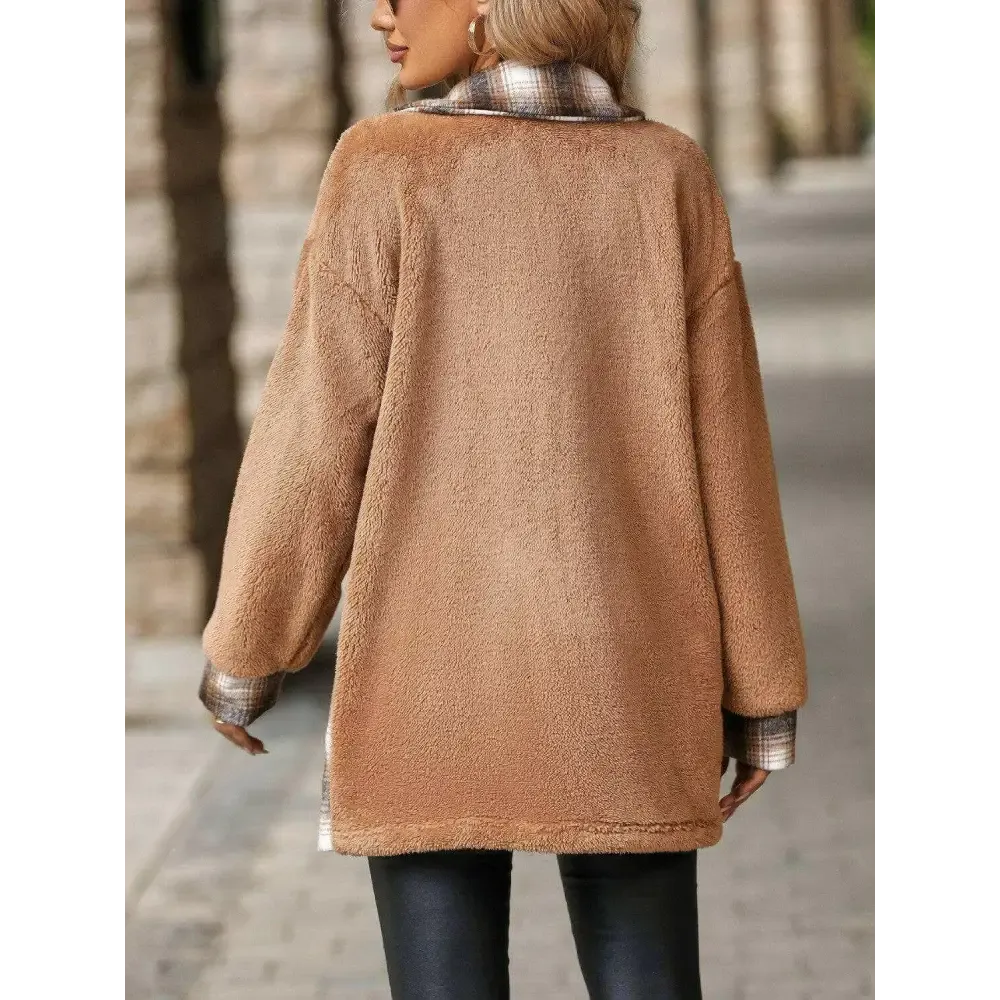 Elevate Your Wardrobe with the Plaid Contrast Dropped Shoulder Coat