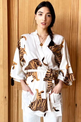 Emerson Fry Kimono in Egret Tiger
