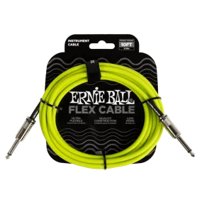 Ernie Ball Flex Instrument Cable Straight/Straight 10ft - Green